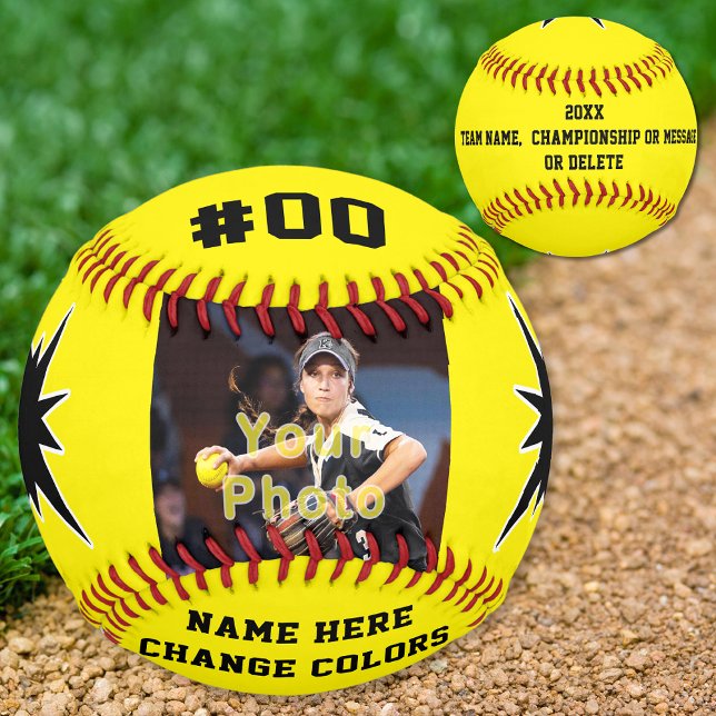 Personalized Softball with Picture On It Any COLOR (Personalized, Softball picture ball. Senior softball balls. Photo softball, the best softball gifts.)