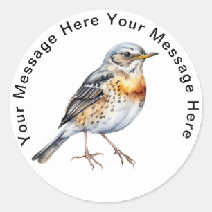 Personalized SongBird Stickers Fieldfare