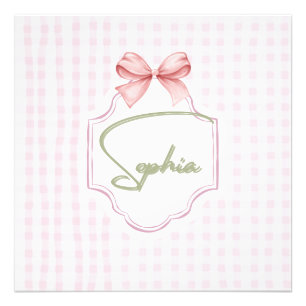 Personalized Sophia Baby Girl Nursery Bow&Gingham  Photo Print