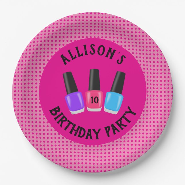 Personalized Spa Birthday Party Plates (Front)