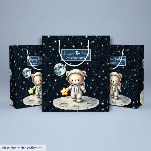 Personalized Space Bear Gift Bag for Birthday