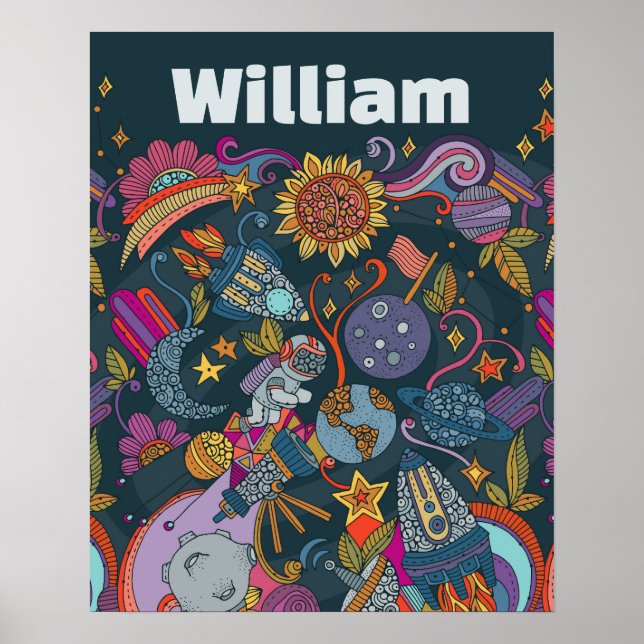 Personalized Space Name Poster for Kids  (Front)