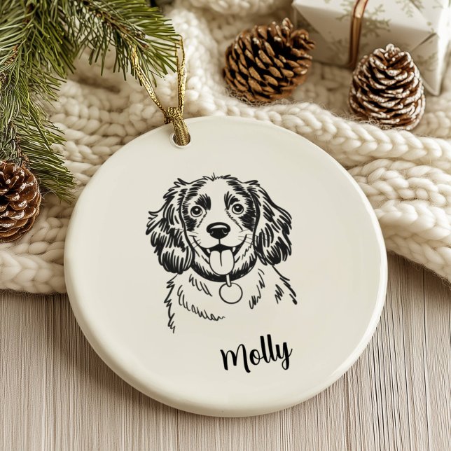 Personalized Spaniel Dog Christmas Ceramic Tree Decoration (Creator Uploaded)
