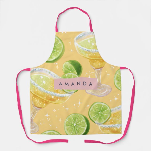 Personalized Sparkle Margarita & Lime Apron (Front)