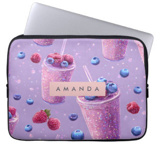 Personalized Sparkling Berry Bliss Purple Smoothie Laptop Sleeve