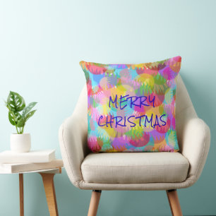 PERSONALIZED SPARKLY COLOURED MERRY CHRISTMAS 20 CUSHION