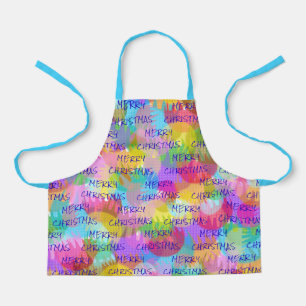 PERSONALIZED SPARKLY COLOURED MERRY CHRISTMAS APRON