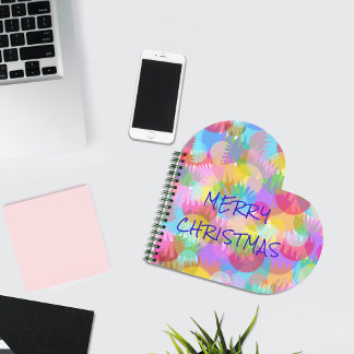 PERSONALIZED SPARKLY COLOURED MERRY CHRISTMAS NOTEBOOK