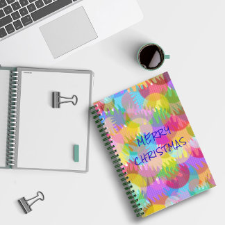 PERSONALIZED SPARKLY COLOURED MERRY CHRISTMAS NOTEBOOK