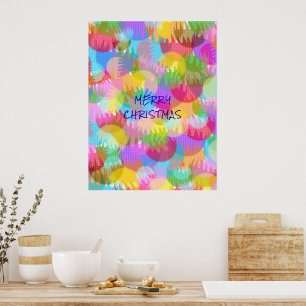 PERSONALIZED SPARKLY COLOURED MERRY CHRISTMAS POSTER