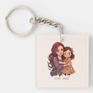 Personalized Sparkly Mother and Daughter Key Ring