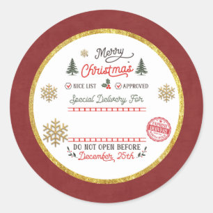 Personalized Special Delivery North Pole Santa Classic Round Sticker