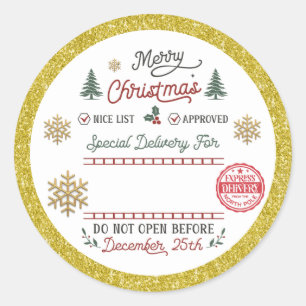 Personalized Special Delivery North Pole Santa Classic Round Sticker