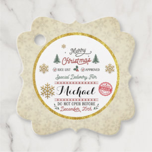 Personalized Special Delivery North Pole Santa Favour Tags