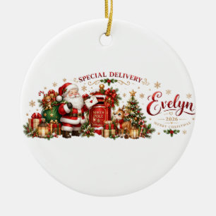Personalized Special Delivery Santa Christmas Ceramic Tree Decoration