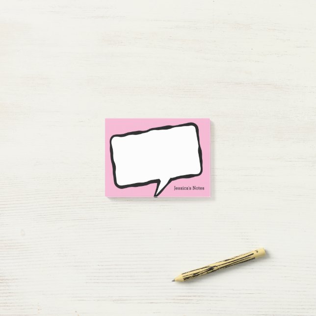 Personalized speech bubble pink Post-it® notes (On Desk)