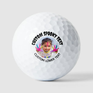 Personalized Spooky Font Fun Text Photo Golf Balls