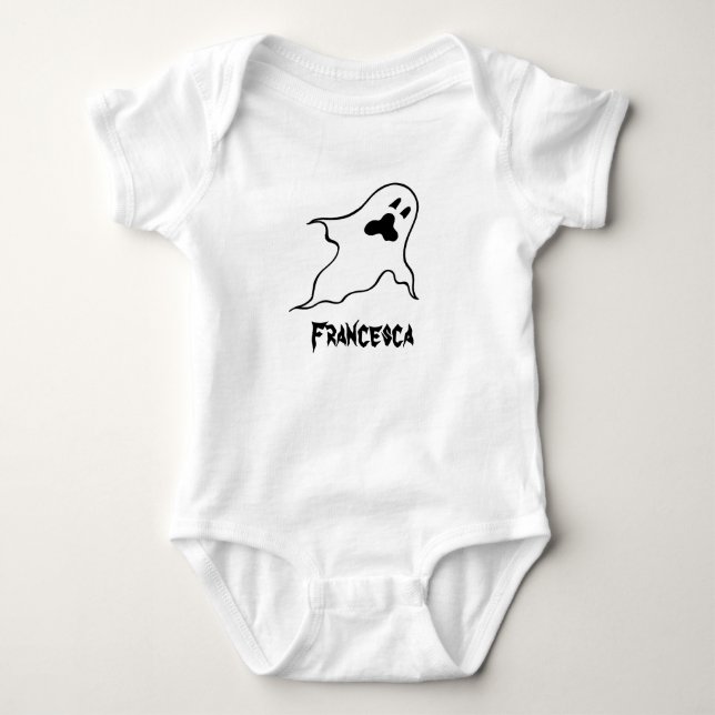 Personalized Spooky Halloween Ghosts Baby Bodysuit (Front)