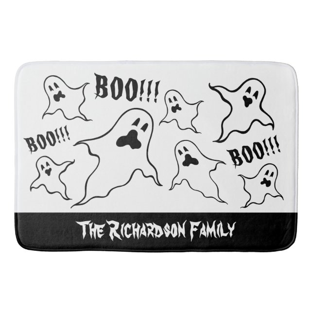 Personalized Spooky Halloween Ghosts Bath Mat (Front)