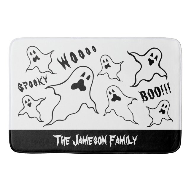 Personalized Spooky Halloween Ghosts Bath Mat (Front)