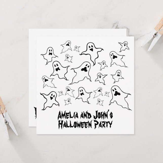 Personalized Spooky Halloween Ghosts Party Invitat Invitation (Front/Back In Situ)