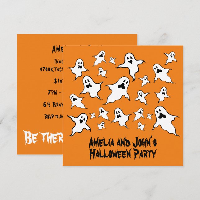 Personalized Spooky Halloween Ghosts Party Invitat Invitation (Front/Back)