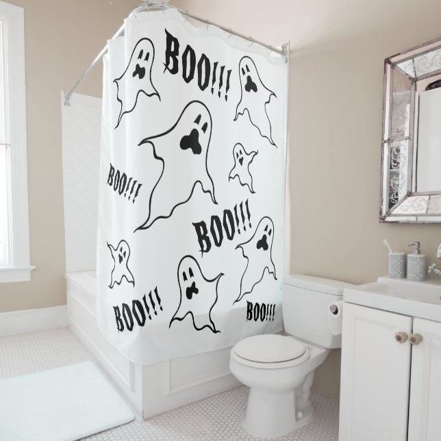 Personalized Spooky Halloween Ghosts  Shower Curta Curtain (In Situ)