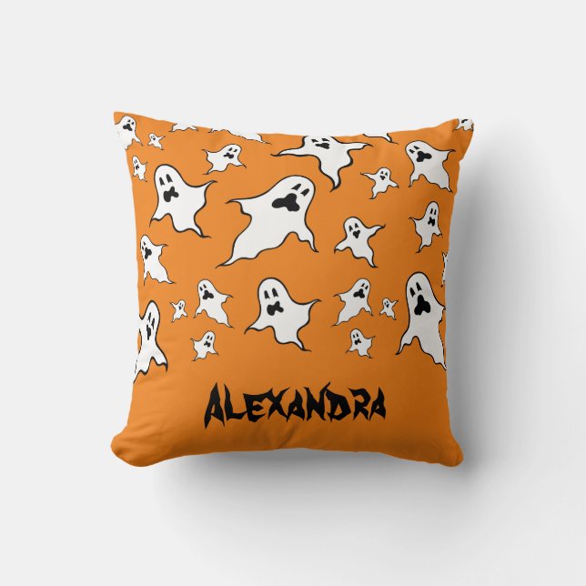 Personalized Spooky Halloween Ghosts Throw Cushion (Front)