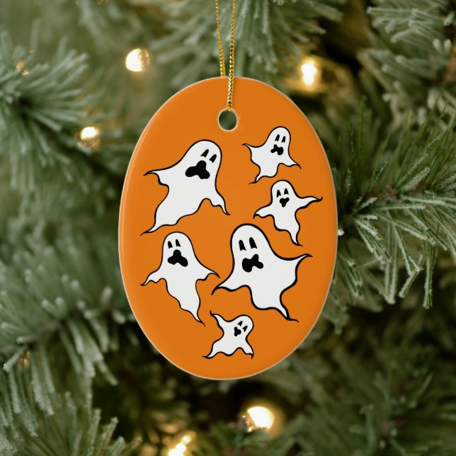 Personalized Spooky Halloween Ghosts Tree Ornament (Tree)
