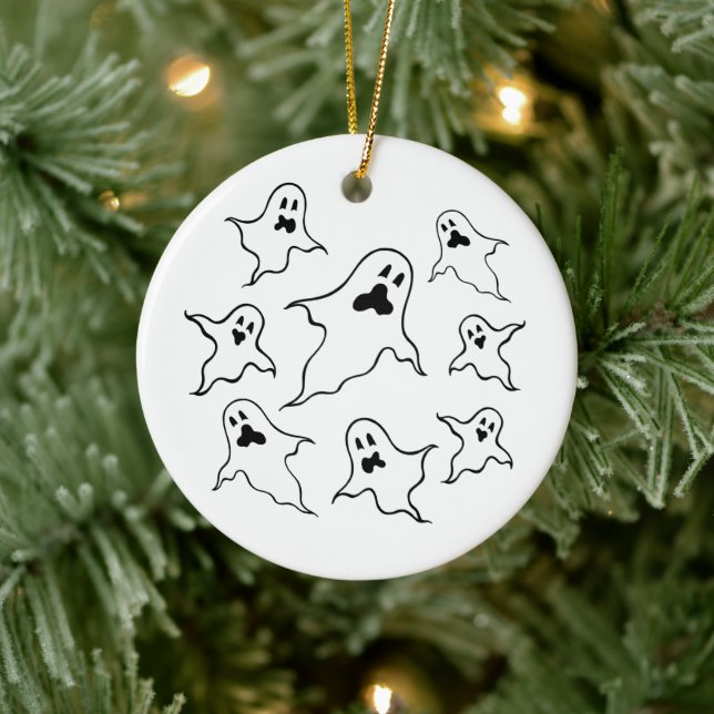 Personalized Spooky Halloween Ghosts Tree Ornament (Tree)