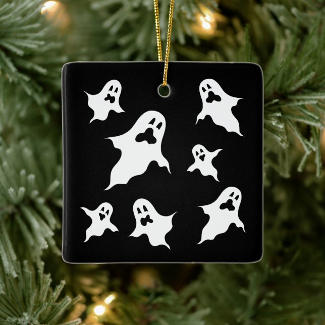 Personalized Spooky Halloween Ghosts Tree Ornament (Tree)