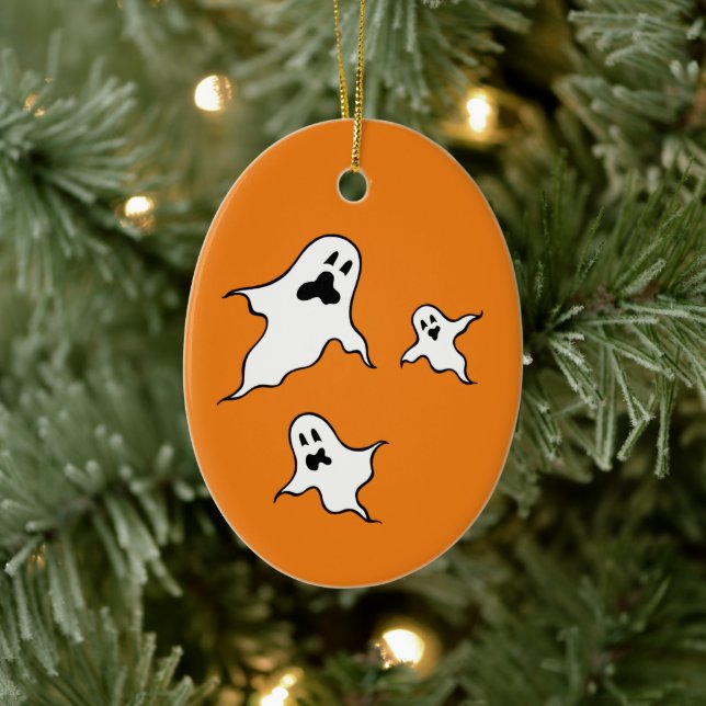 Personalized Spooky Halloween Ghosts Tree Ornament (Tree)