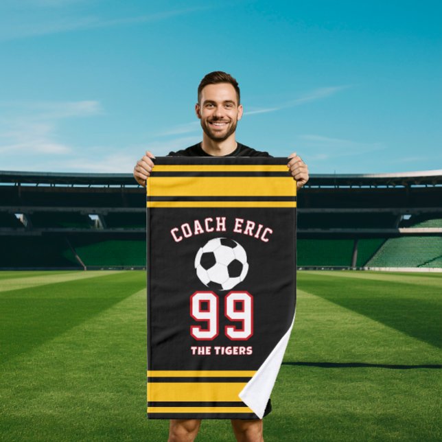 Personalized Sports soccer coach Football Player Hand Towel (Creator Uploaded)