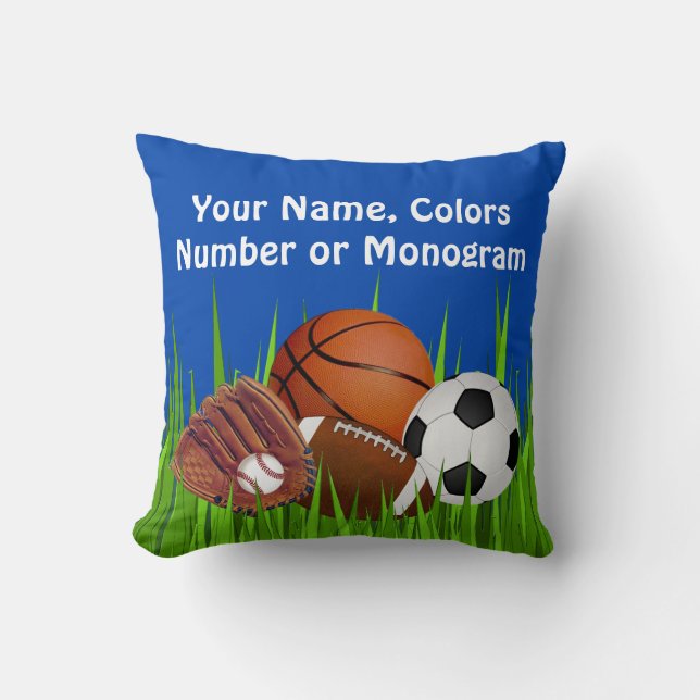 PERSONALIZED Sports Throw Pillows, Change Colours Cushion (Front)