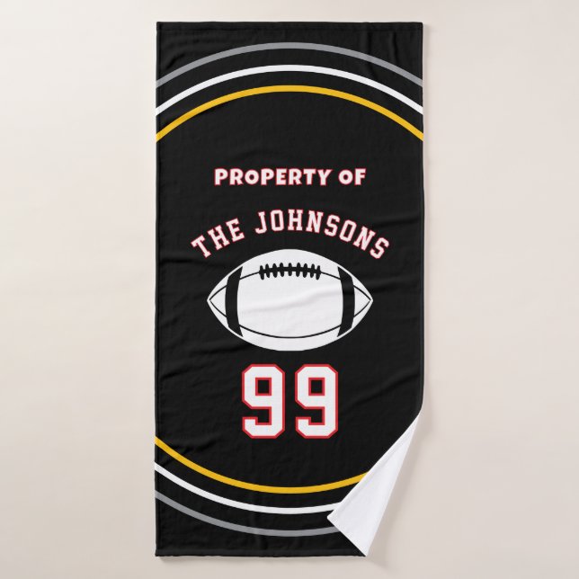 Personalized Sports Towel | Custom Football Player (Bath Towel)