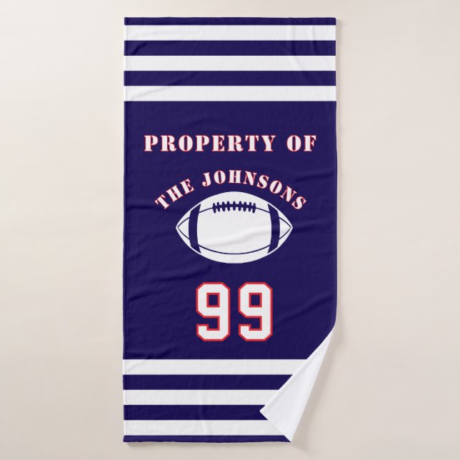 Personalized Sports Towel | Custom Football Player (Bath Towel)