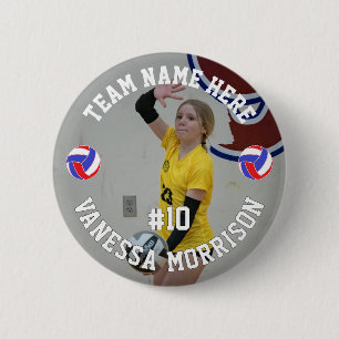 Personalized Sports Volleyball Player Photo 6 Cm Round Badge