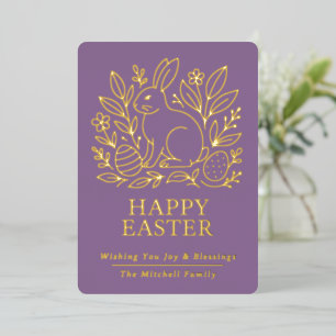 Personalized Spring Easter Bunny Gold Floral