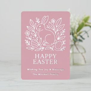 Personalized Spring Easter Bunny Gold Floral