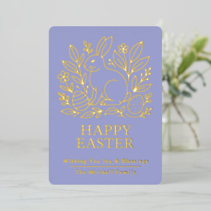 Personalized Spring Easter Bunny Gold Floral