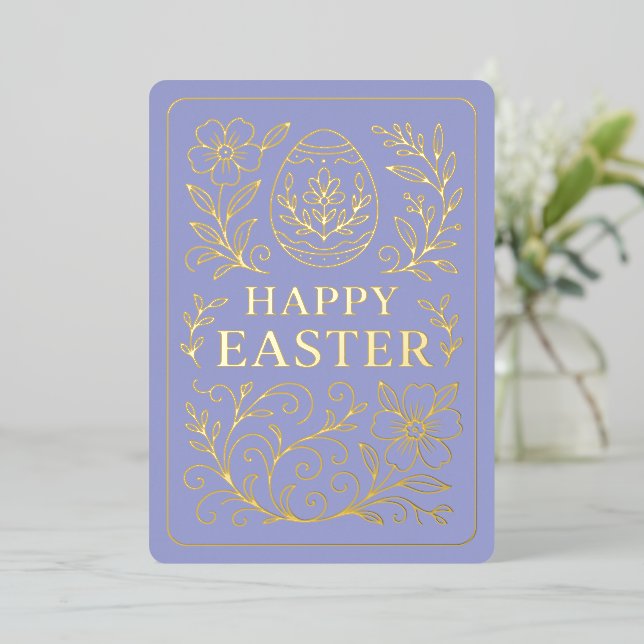 Personalized Spring Easter Egg Gold Floral (Standing Front)