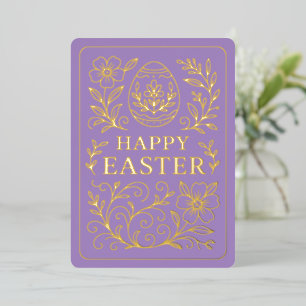 Personalized Spring Easter Egg Gold Floral