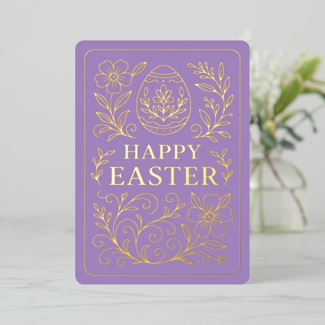 Personalized Spring Easter Egg Gold Floral (Standing Front)