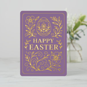 Personalized Spring Easter Egg Gold Floral