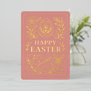 Personalized Spring Easter Egg Gold Floral