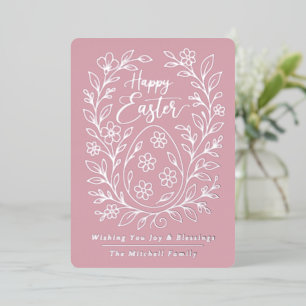 Personalized Spring Easter Egg Silver Floral Foil