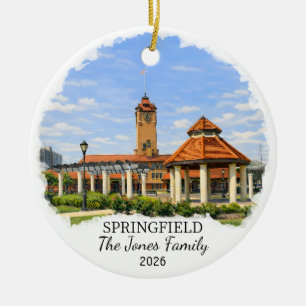 Personalized Springfield Ornament, Custom Illinois Ceramic Tree Decoration