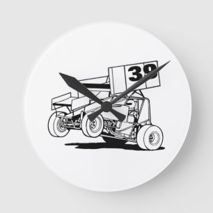 Personalized Sprint Car Hat, Customize it Round Clock