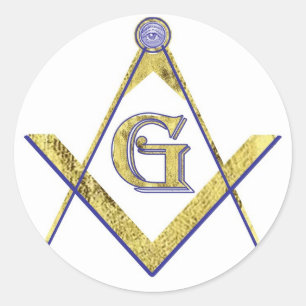 PERSONALIZED SQUARE AND COMPASSES MASONIC CLASSIC ROUND STICKER