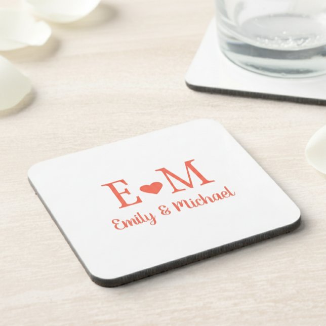 Personalized Square Coaster with Initials and Hear (Creator Uploaded)
